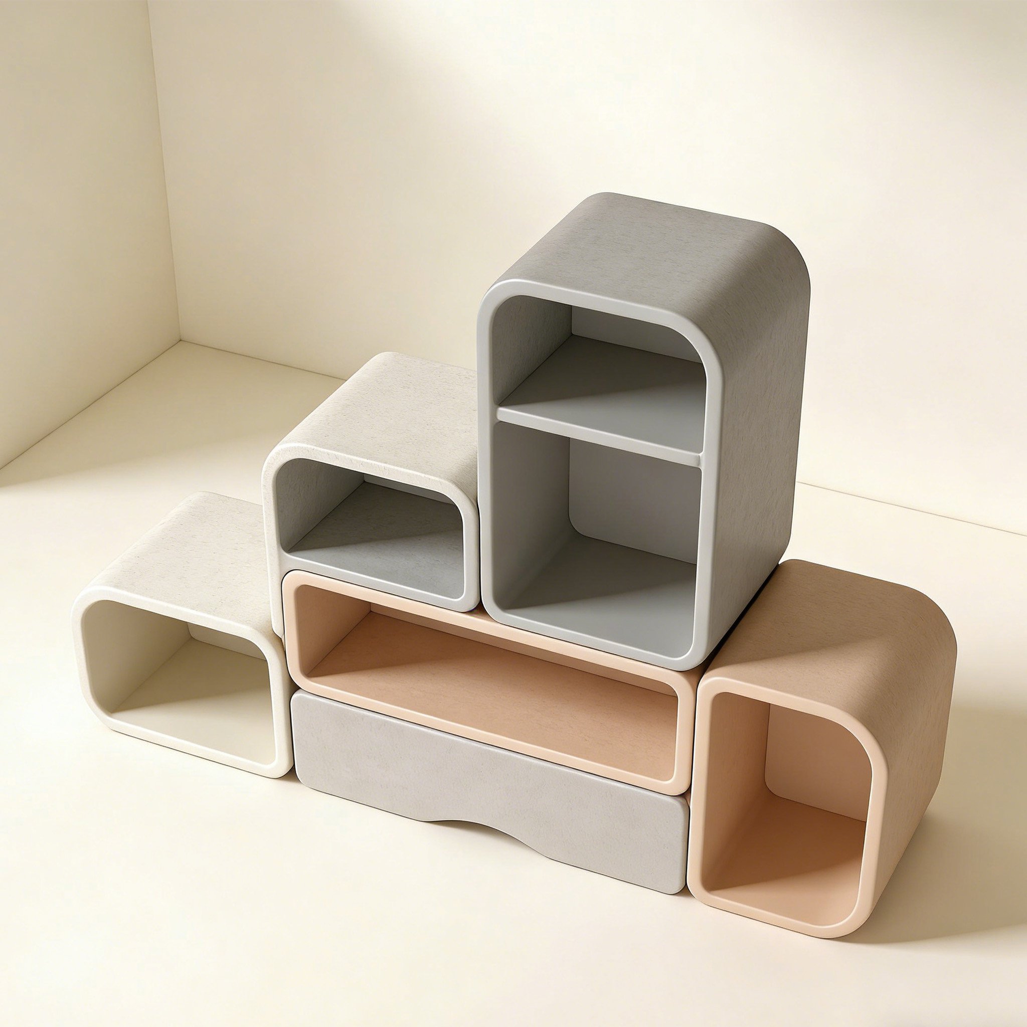 창의적인 기하학적 조합 수납장