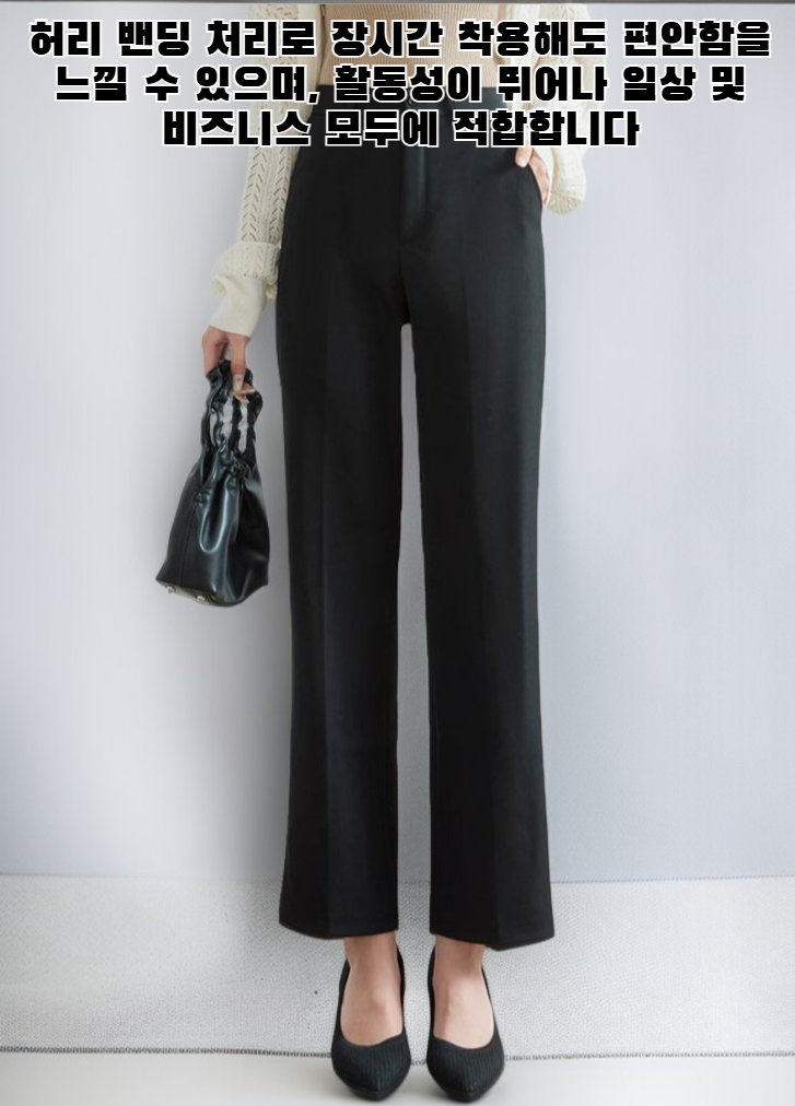 고급스러운 검은색 정장 바지 전체 이미지