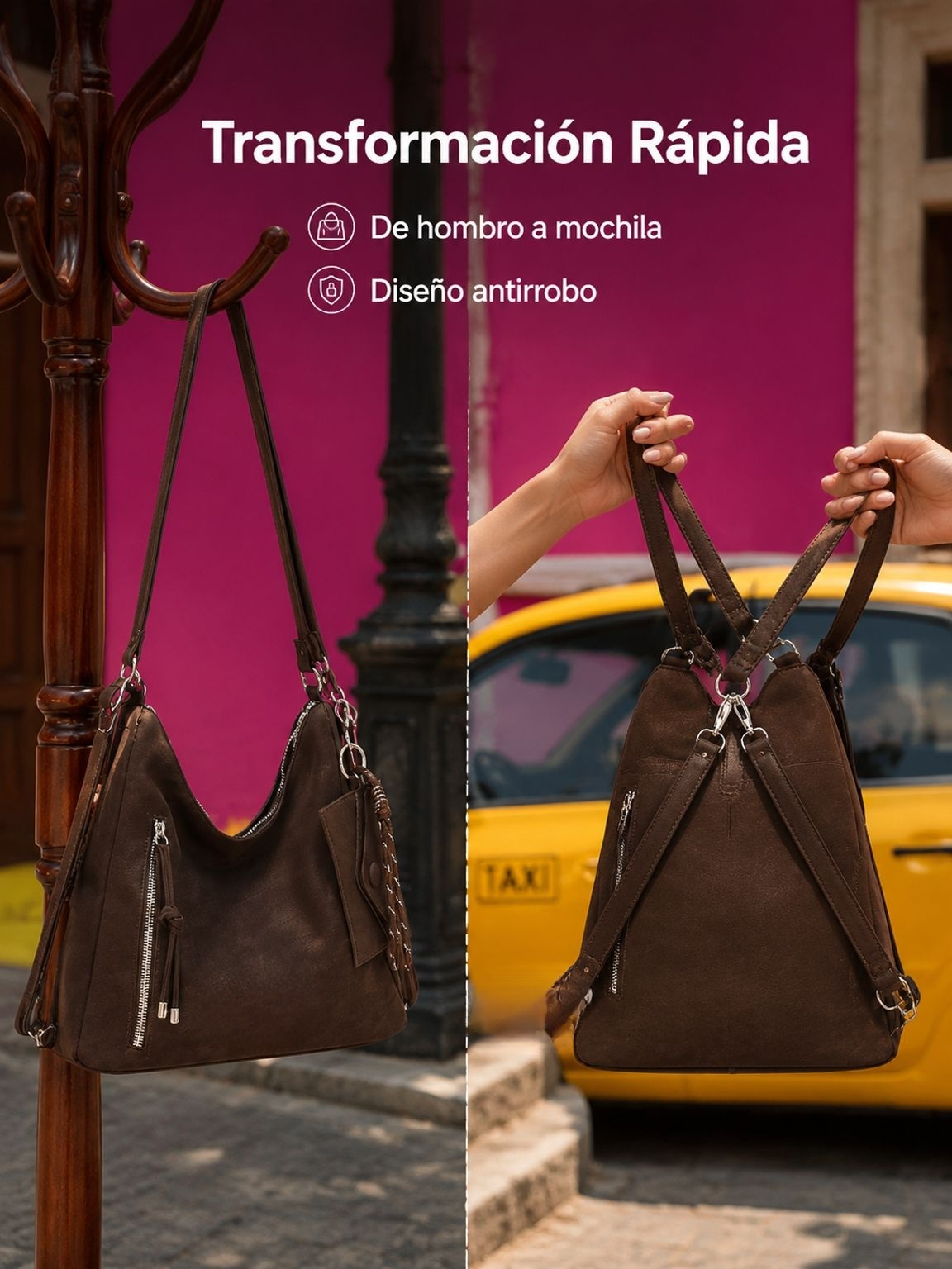 Retro-chic, stylish, versatile, large-capacity backpack/shoulder/crossbody bag