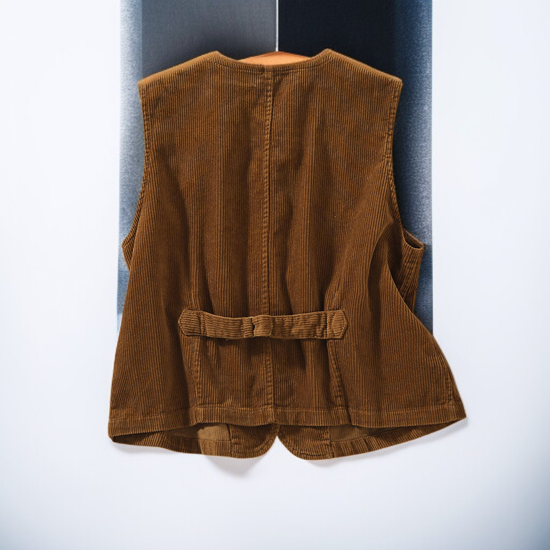 レトロスタイルのコーデュロイストライプベスト