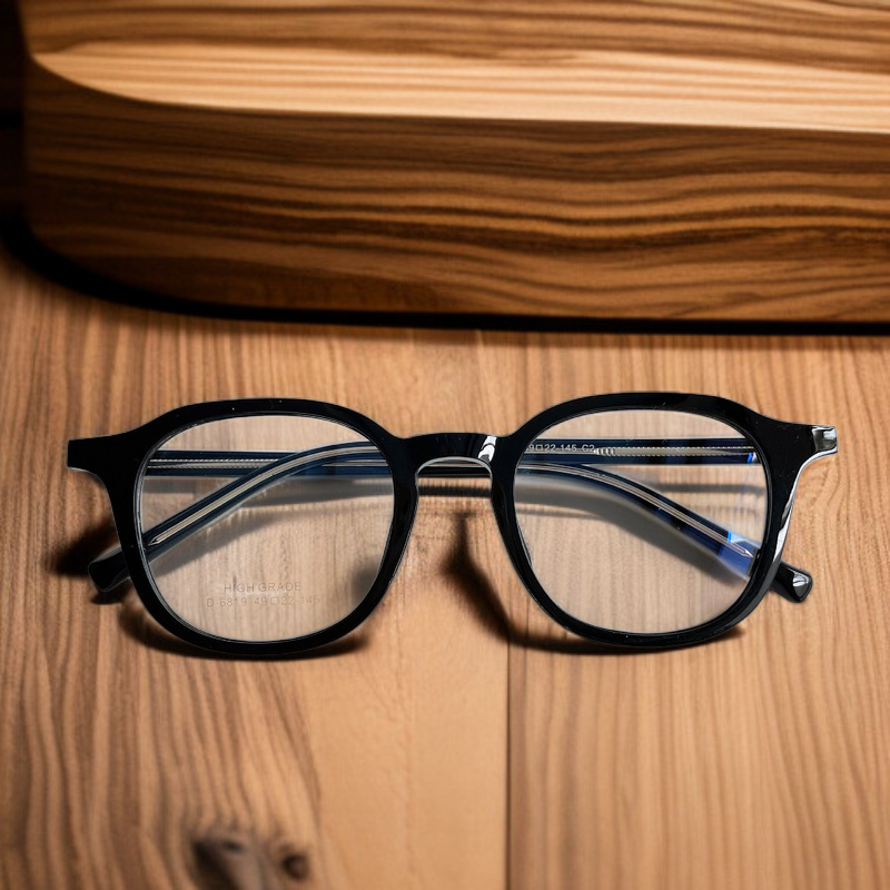 Diseño poligonal vintage en montura de gafas metálica