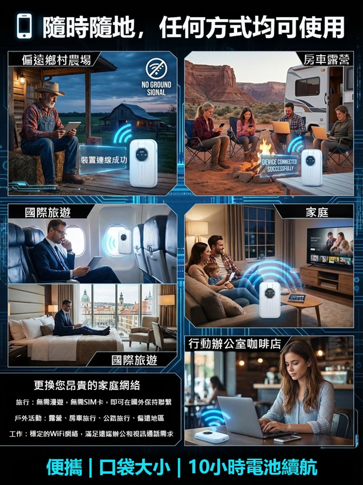 【全球覆蓋，終身免費】無界隨身wifi