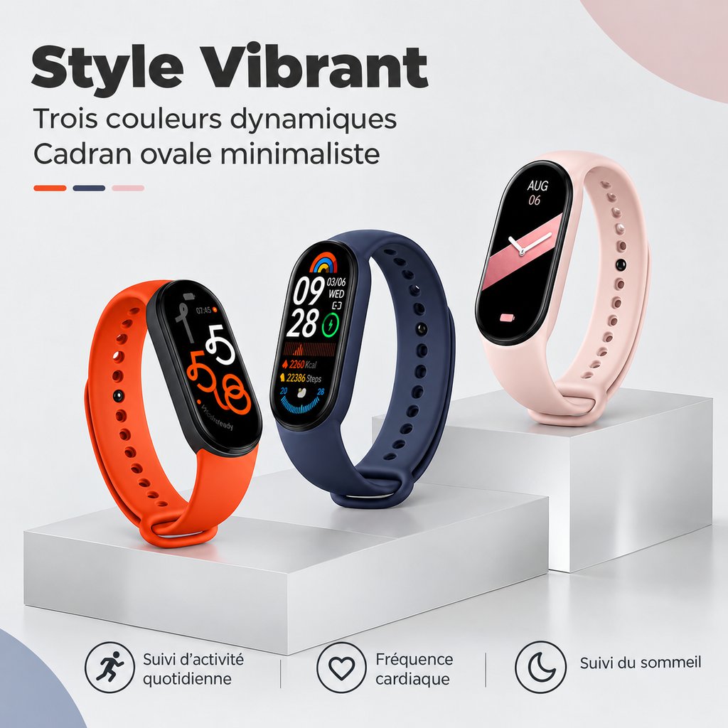 Smartband M9 Étanche, Surveillance de l'Oxygène Sanguin, du Rythme Cardiaque et du Sommeil