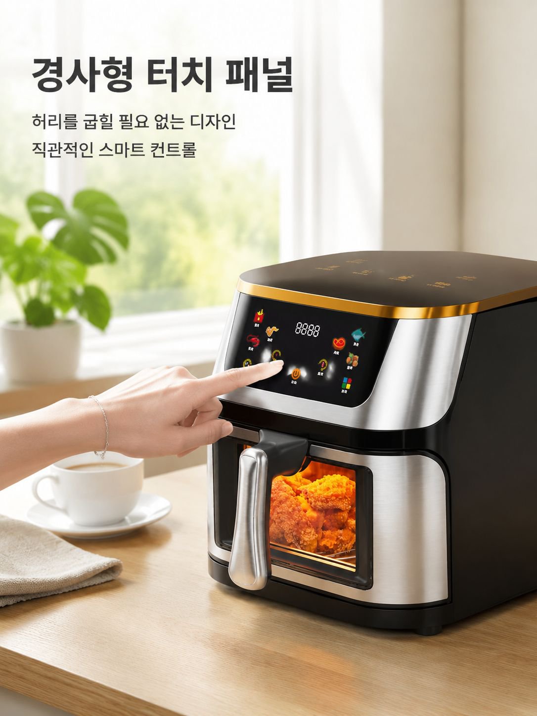 가정용 대용량 터치식 다용도 에어프라이기 스테인레스 가시 전기프라이기