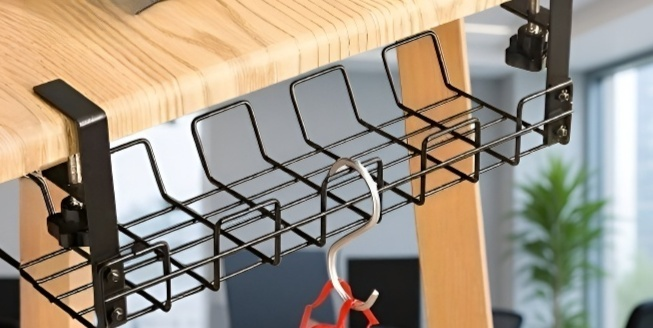 사무용 책상 밑 전선 수납 선반