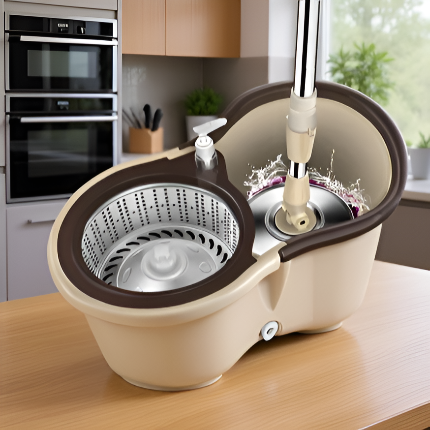 360° Drehbarer Wischmopp mit Eimer Set – Hochwertige Bodenreinigung für Küche und Zuhause