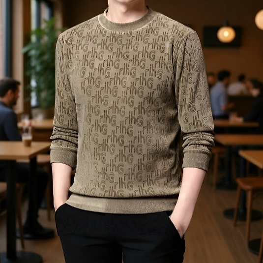 세련된 패턴의 남성 겨울 맨투맨 스타일링