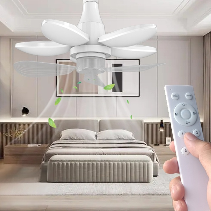 Folding lighting fixtures with fans