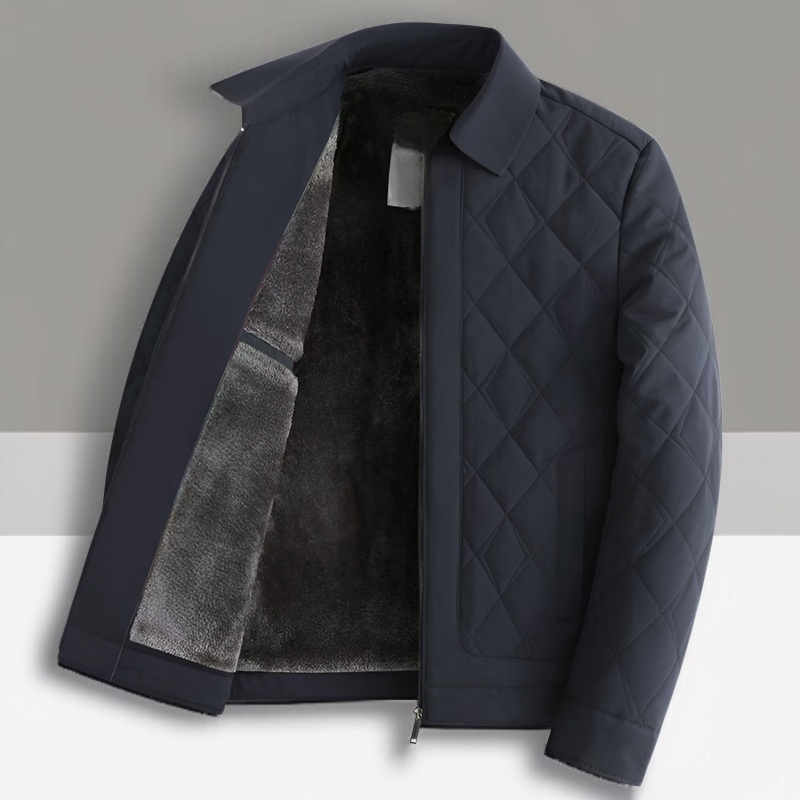 父親向け暖かい中綿ジャケット・シニア男性フリース裏地付きコート