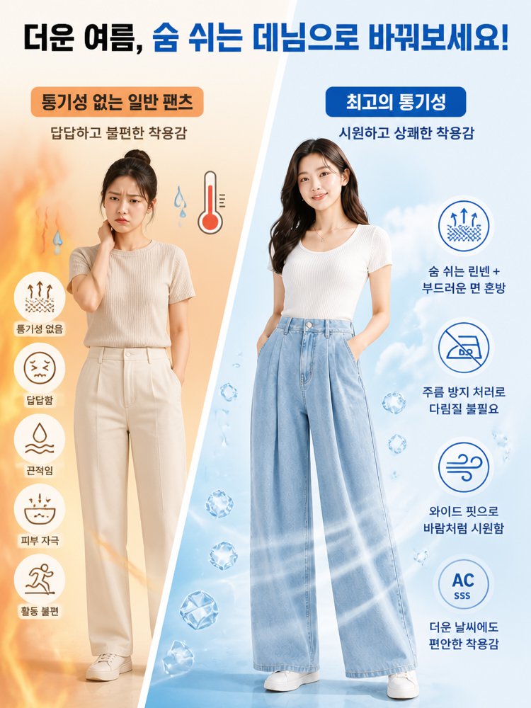 26SS 플리츠 초경량 데님 팬츠