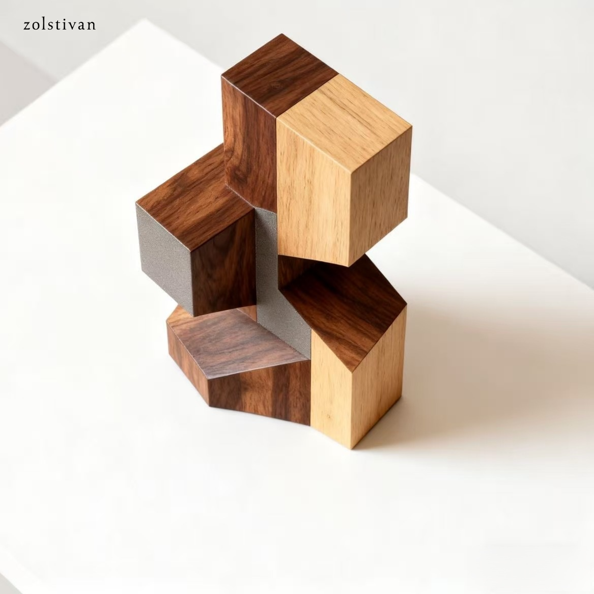 기하학적인 견고한 목재 예술 장식품(2개)