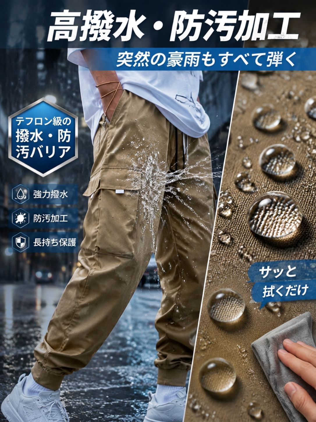 メンズ 多ポケットカジュアルカーゴパンツ