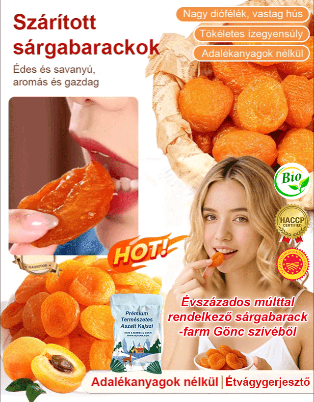 Savanykás és édes cukormentes sárgabarack aszalvány