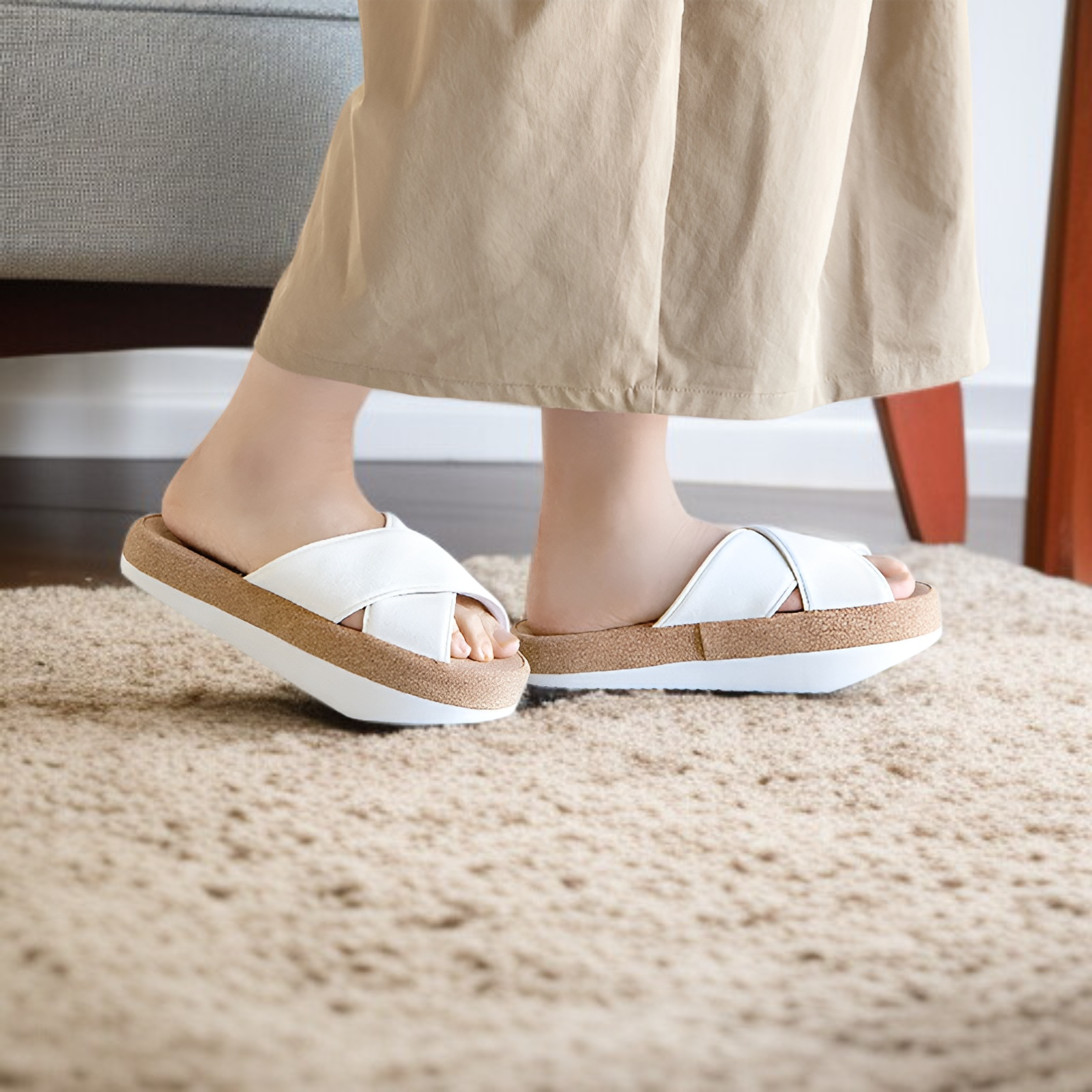 体幹トレーニング スリッパ 室内 前開き レディース 体幹を整えるスリッパ オープントゥタイプ 美脚 健康スリッパ 健康サンダル