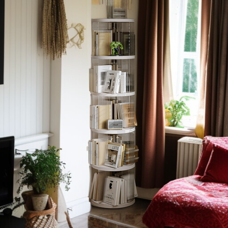 가정용 대용량 다층 선반 거실 바닥 책장 수납 선반 회전 책장