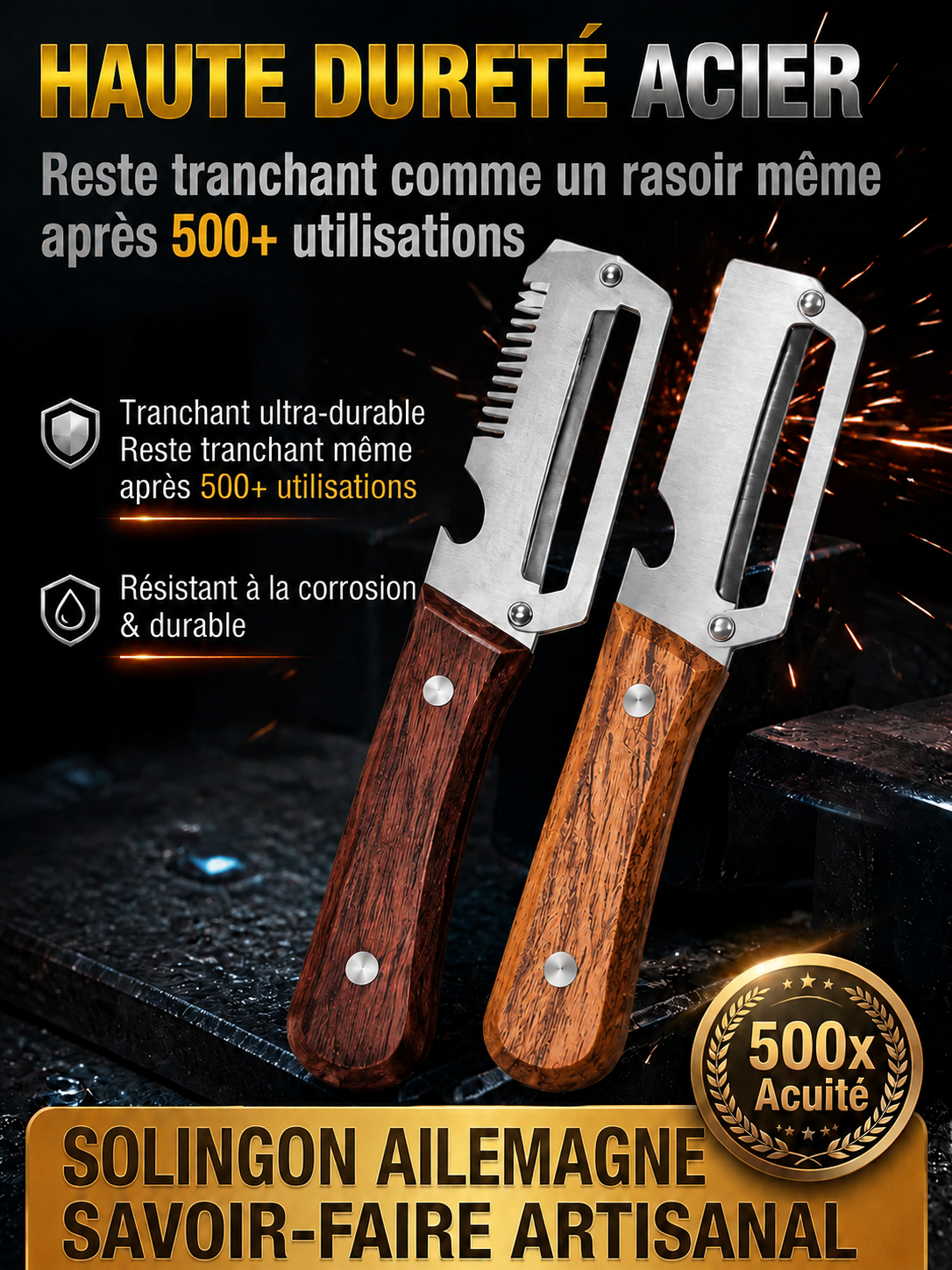 Nouvel éplucheur multifonctionnel à manche en bois Capybara