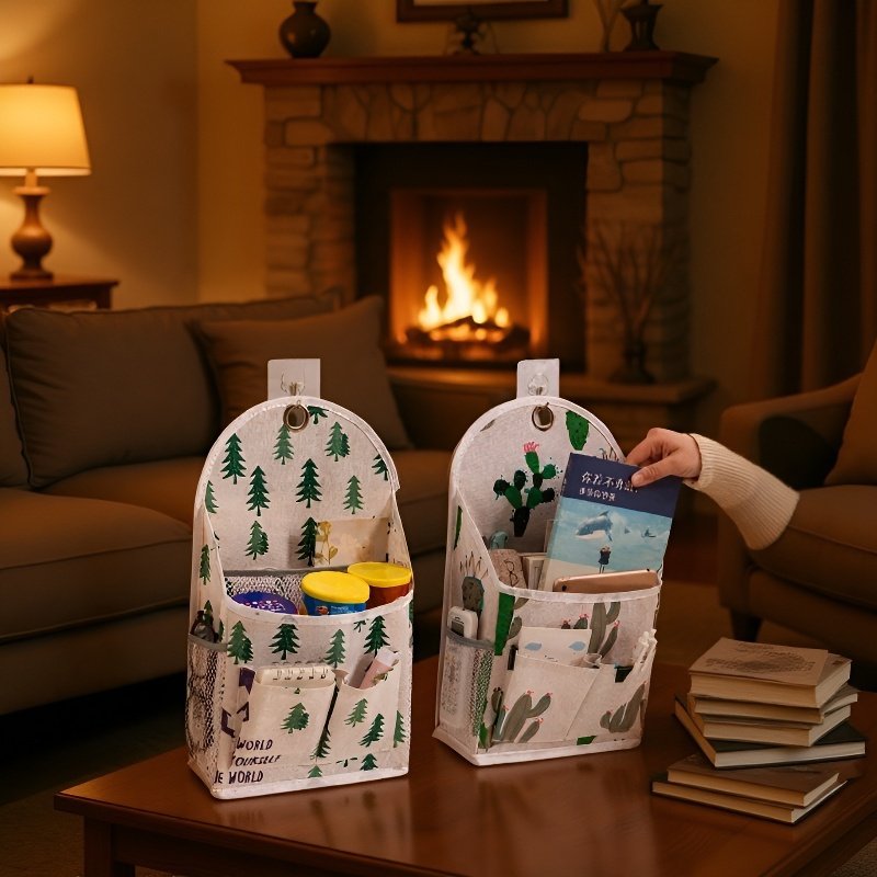  Wieszak na ścianę z torbą z lnu