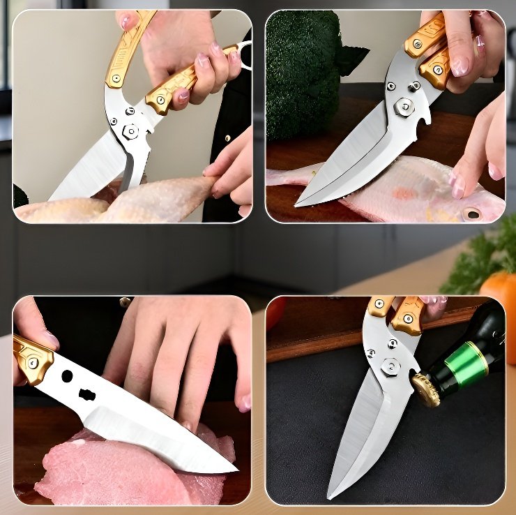 자동 스프링 반동 기능 닭뼈 가위 사용 모습