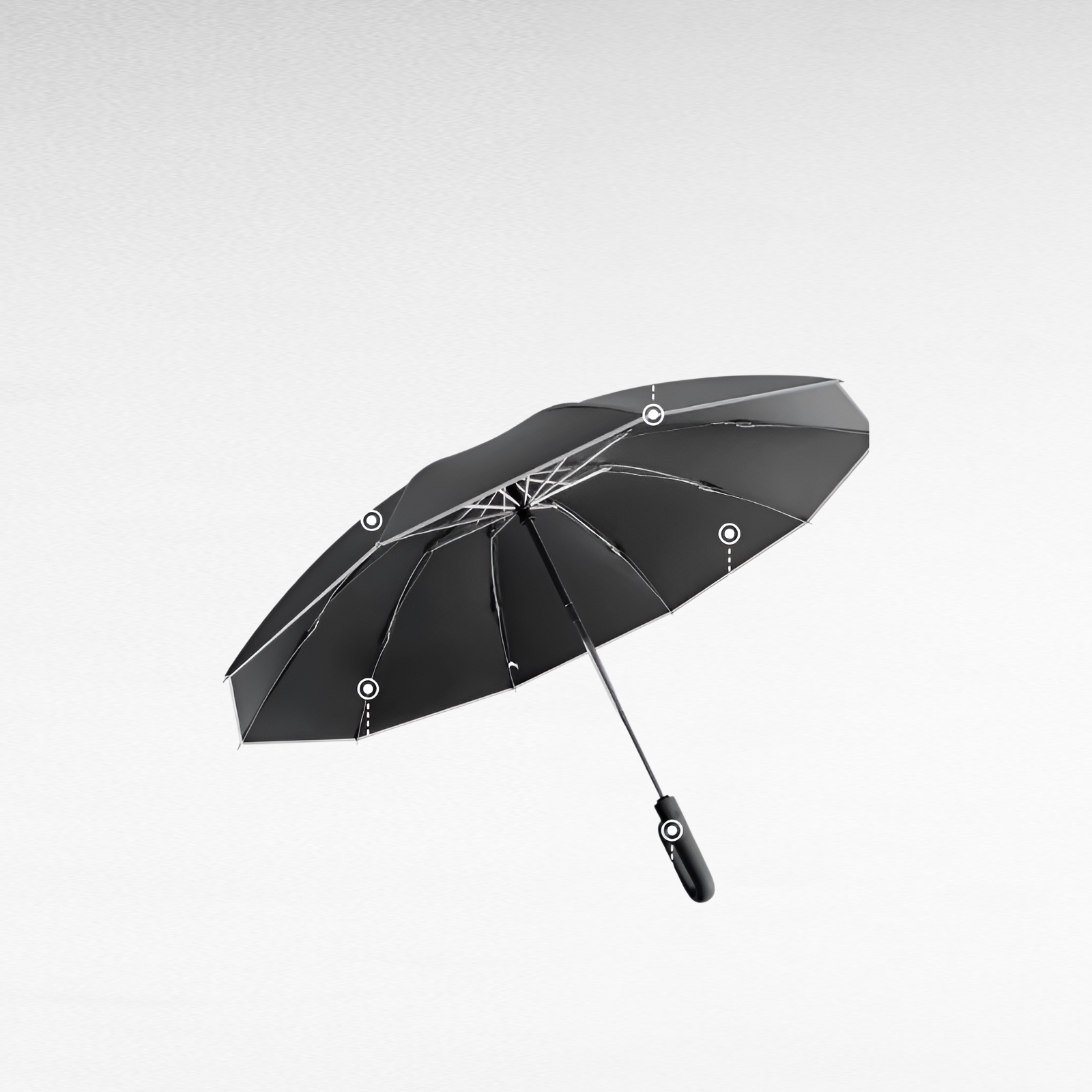 逆自動折りたたみ傘 晴雨兼用 拡大リング付き 黒糊 日焼け止め傘
