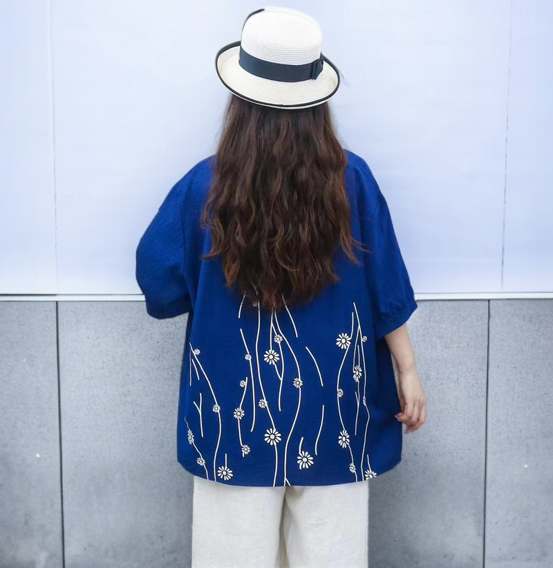 天然素材コットンリネンのレディースTシャツ詳細