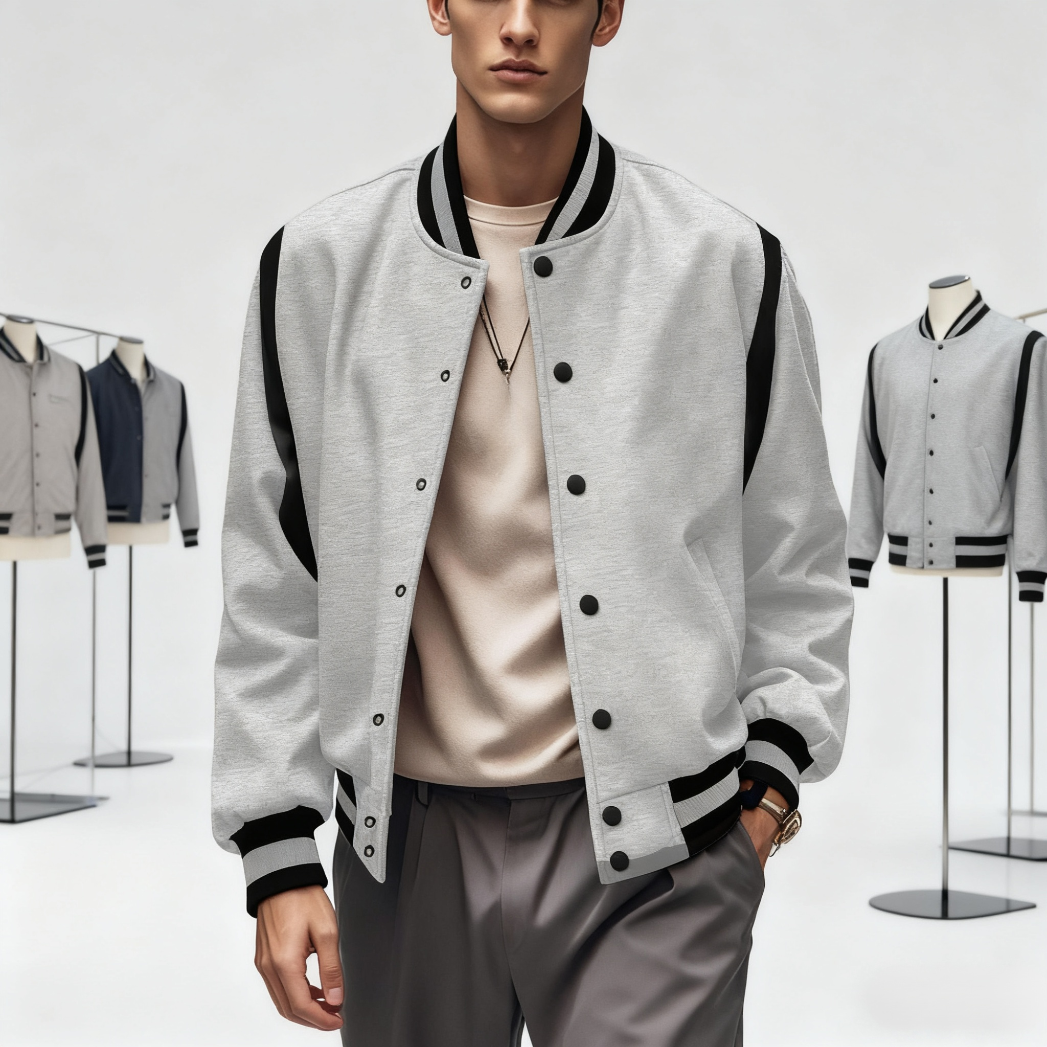 Pullover-Strickjacke Baseball-Jersey mit Knopfleiste