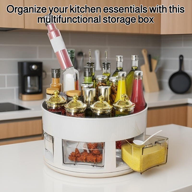 Multifunctional storage box for spice rack