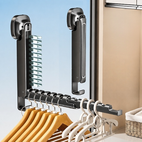 No-Drill Multifunctional Folding Balcony Drying Rack