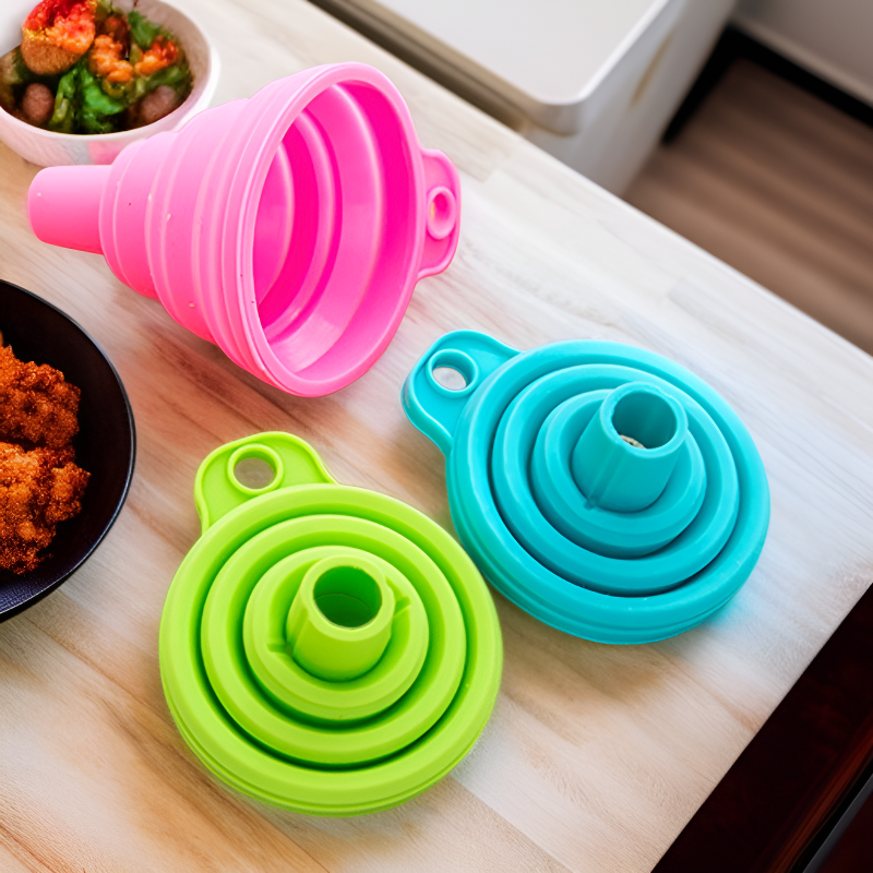 주방 다용도 실리콘 접이식 깔때기 방유 방누출 긴 목 분리형 깔때기