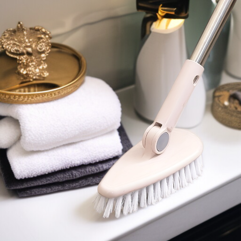  다기능 강모 바닥 청소솔: 1개 플라스틱 긴 손잡이 변기 및 욕조 청소 브러시