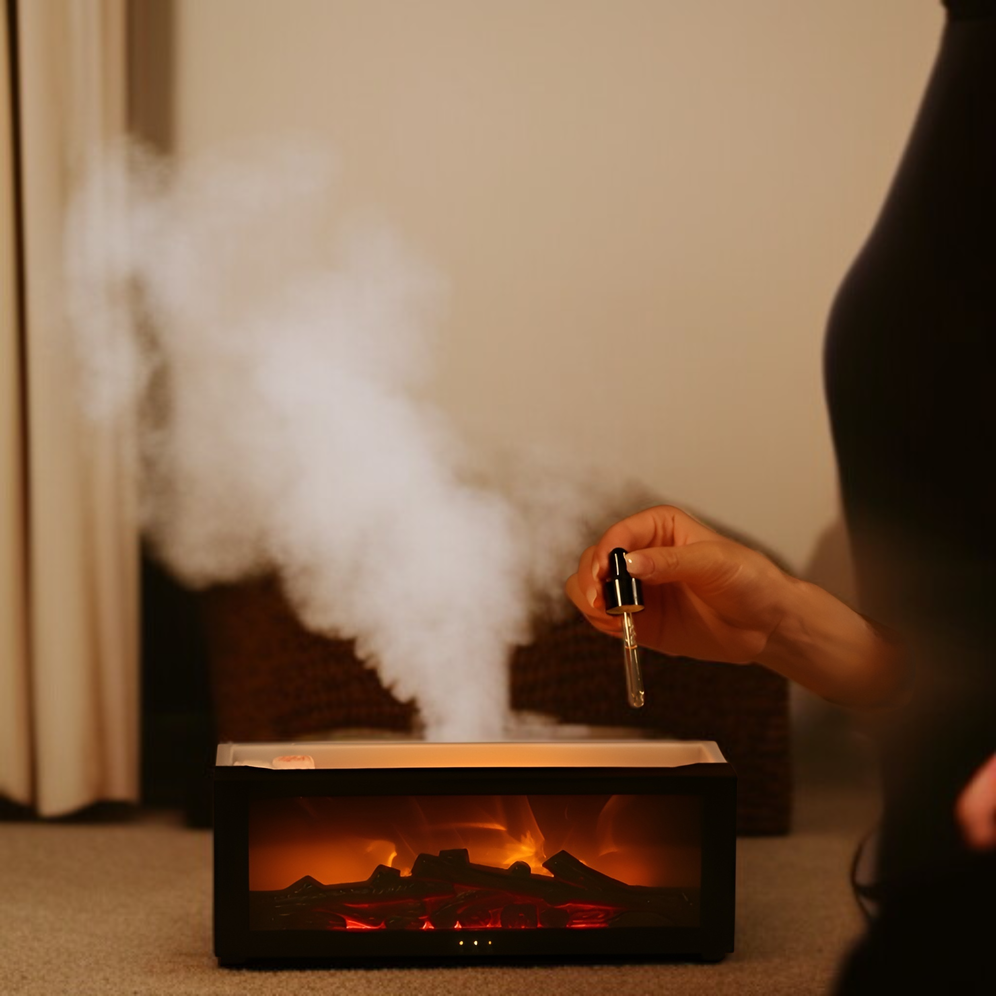 Humidificador creativo con aromaterapia de llama de chimenea de simulación genial de escritorio JMY