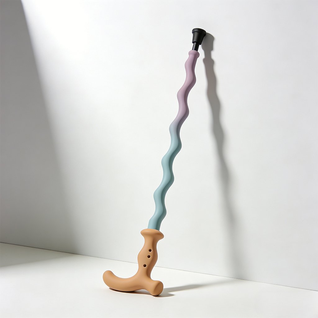 Close-up of anti-slip grip on hiking pole