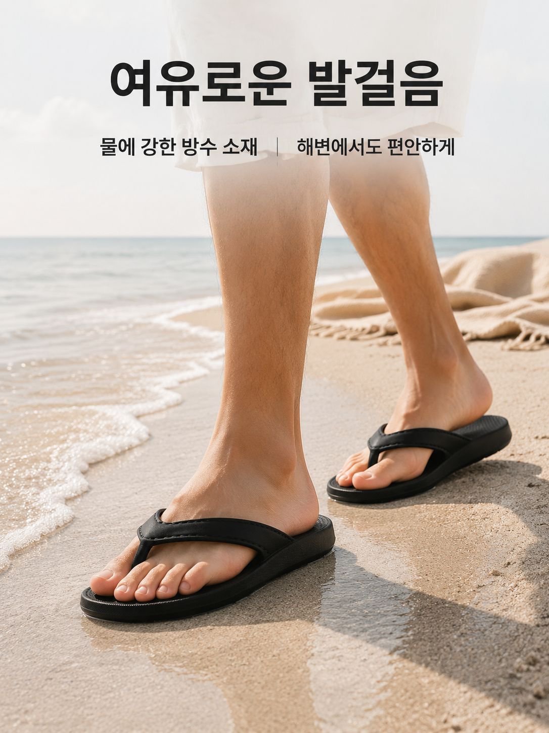 가벼운 소재의 남성 슬리퍼 디테일