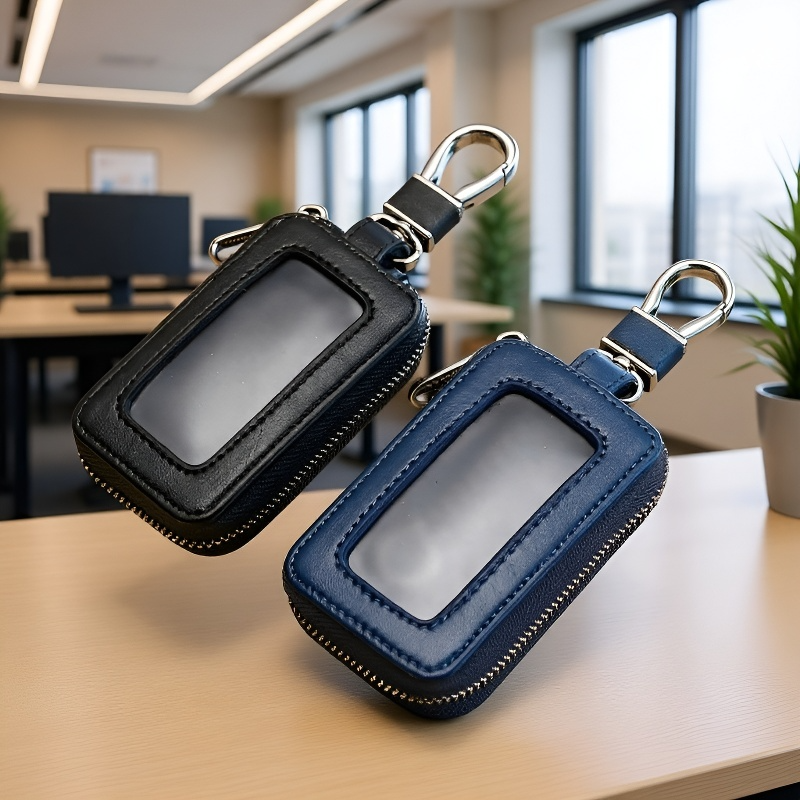 حافظة مفاتيح سيارة مع نافذة مرآة، تصميم كلاسيكي، مناسبة لجميع السيارا