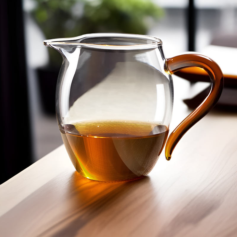 손잡이와 필터가 포함된 두꺼운 내열 유리 소재의 쿵푸 티 세트
