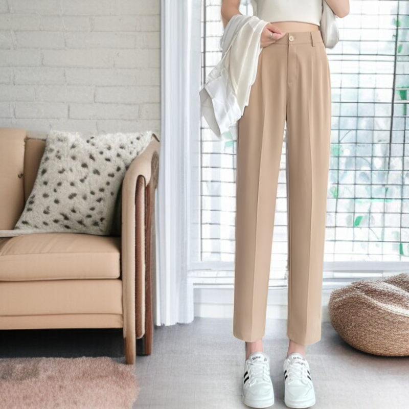 살구 와이드 팬츠 여 와이드 슬림 슬랙스 여름 하이웨스트 캐주얼 팬츠 처짐 봄 가을 와이드 팬츠