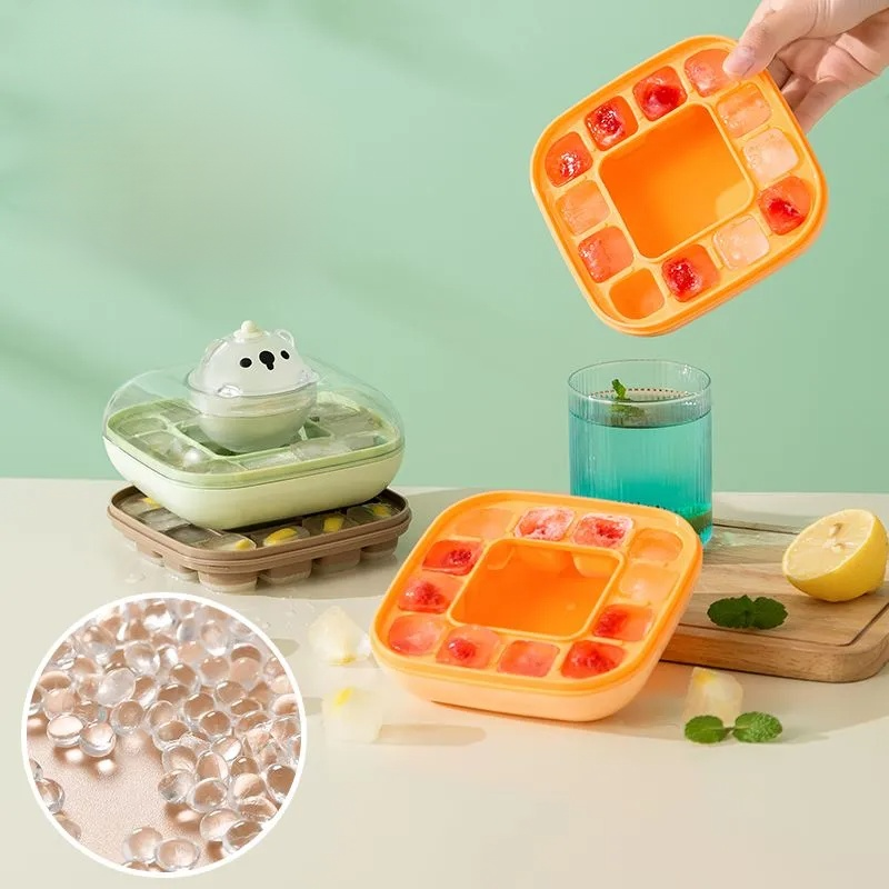 귀여운 곰돌이 아이스 몰드 소프트 바닥 2 in 1 주방 도구