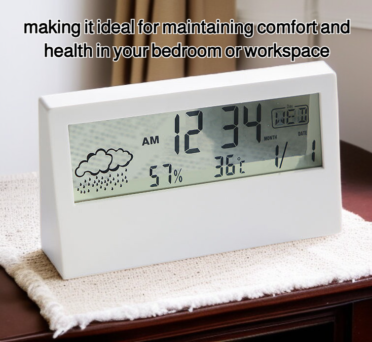 Digital alarm clock with temperature and humidity display