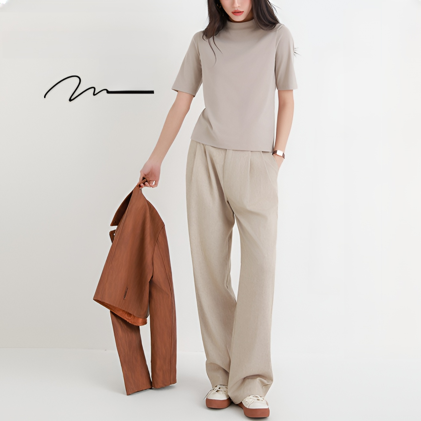 柔らかい五分袖テンセルTシャツ レディース春夏新作