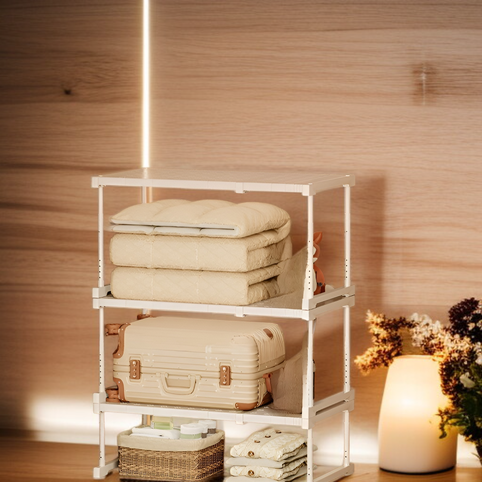 높이 조절 가능한 옷장 선반