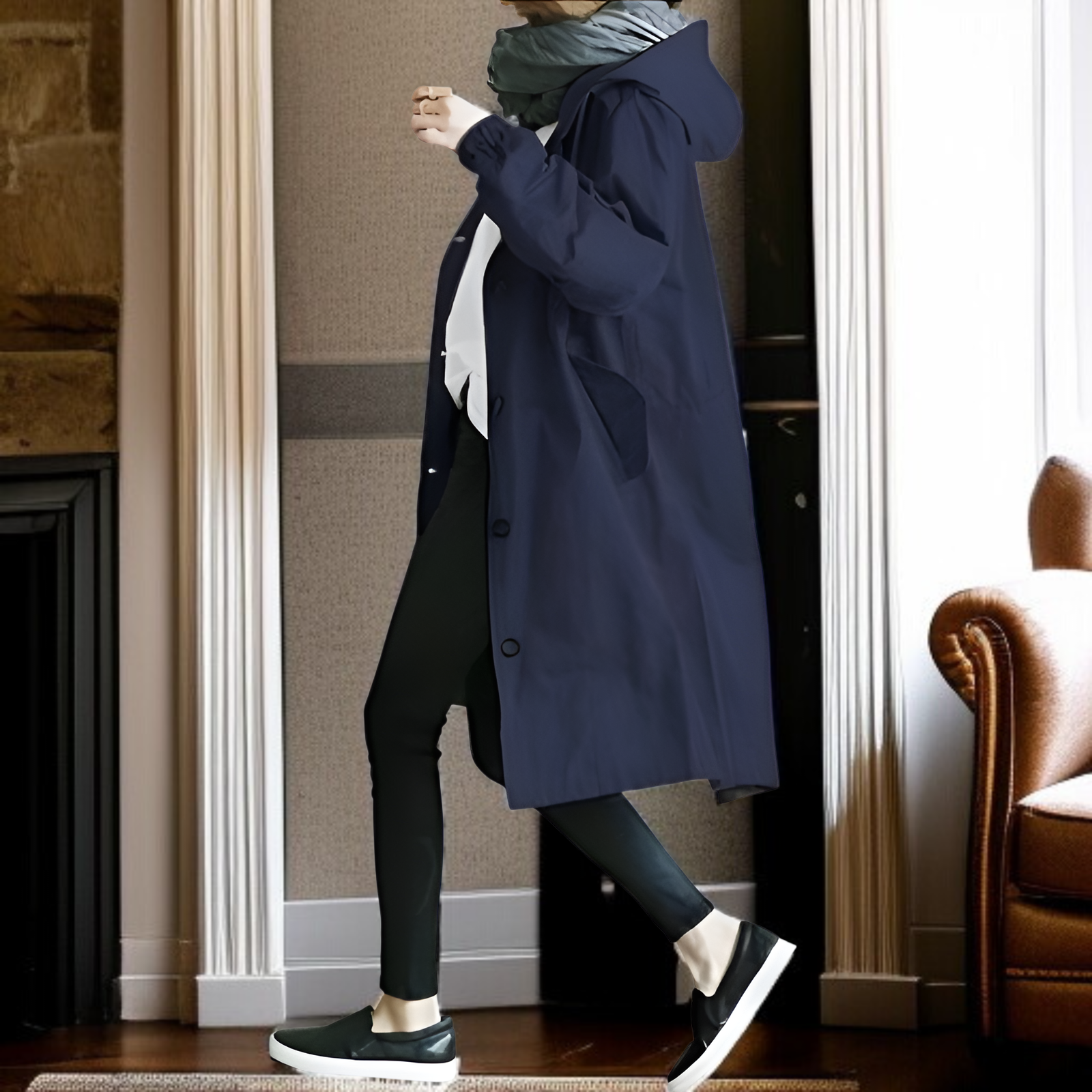 2025年秋冬新作 おしゃれ カジュアル 長袖 ミドル丈 エレガント ゆったり ウエスト ボタンダウン トレンチコート レディース