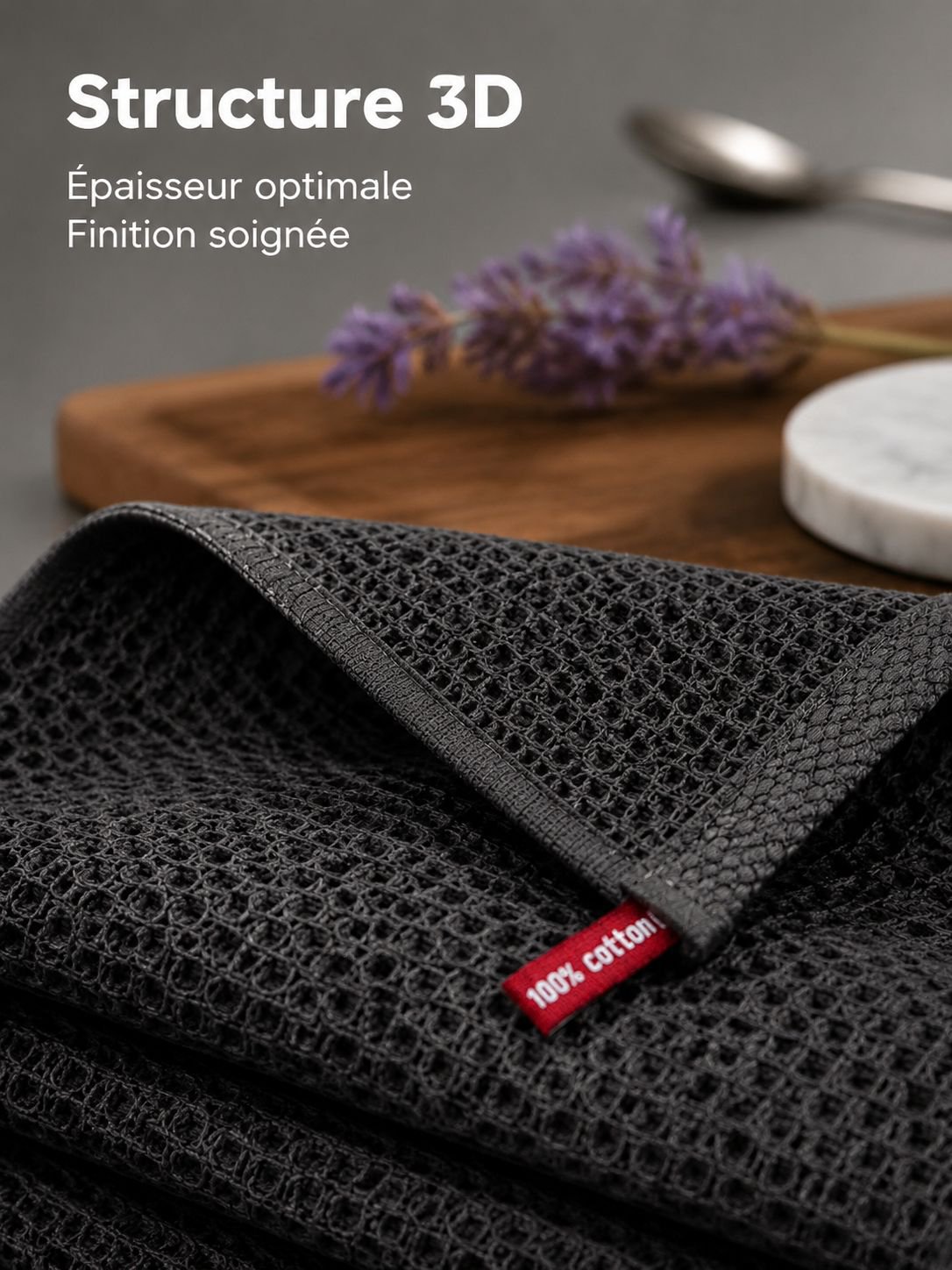 Torchon en coton nid d'abeille absorbant et épaissi