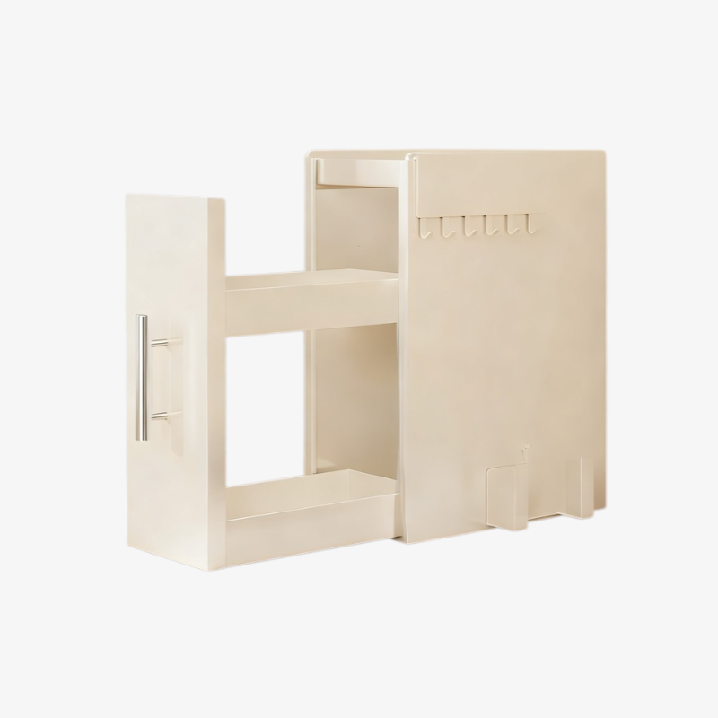 Staubgeschütztes, schmales Küchenregal aus Eisen mit Ausziehfunktion für Gewürze