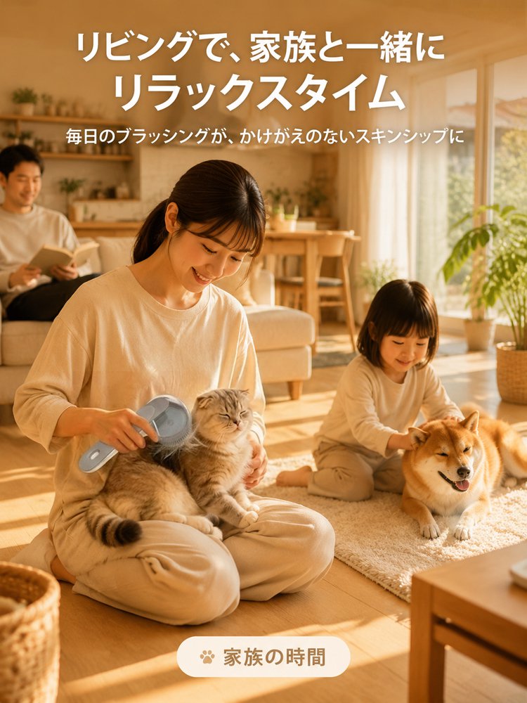 シャンプーしながらケアできる多機能ペット用グルーミングブラシ
