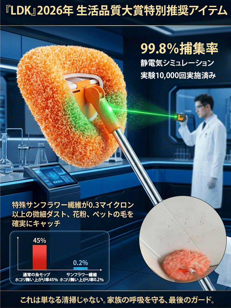 【大掃除必須】折りたたみ式サンフラワーモップ