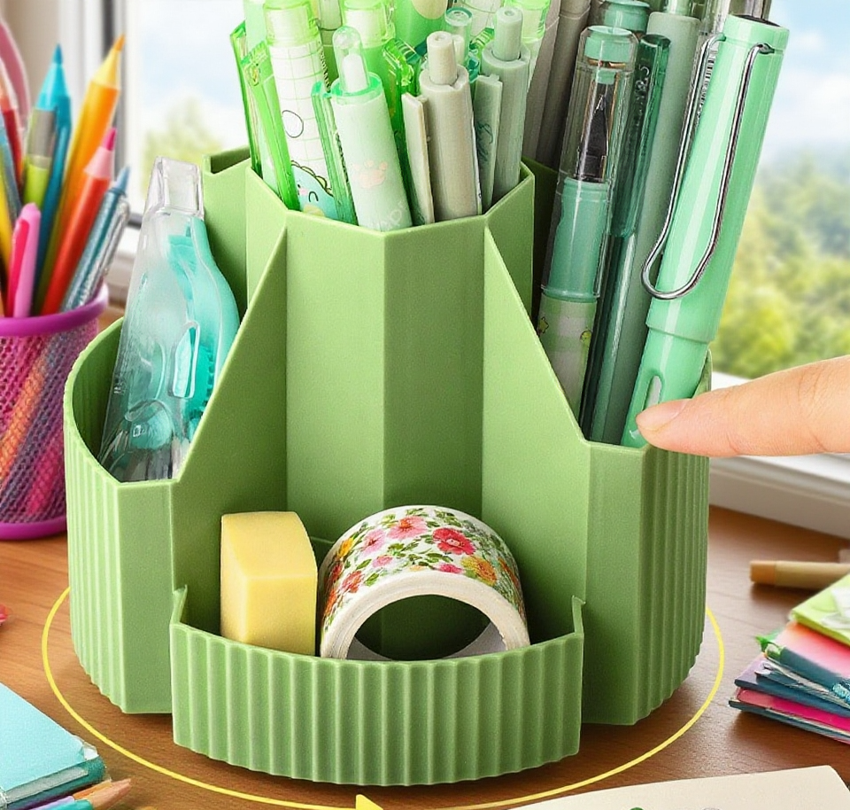 다양한 소품 정리에 용이한 회전 수납함