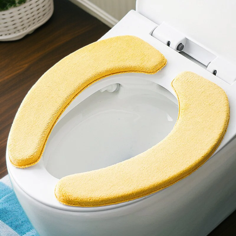 Weicher Plüsch-Toilettensitzbezug, winterfest, abnehmbar, klebend und wasserdicht