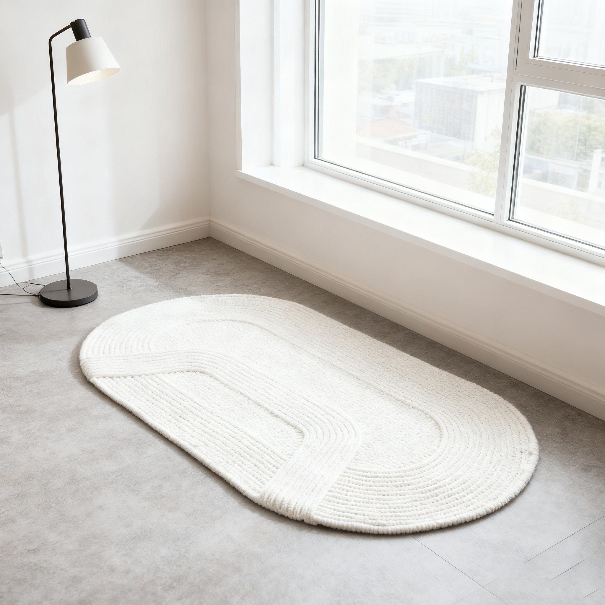 거실에 배치된 심플한 짠 러그