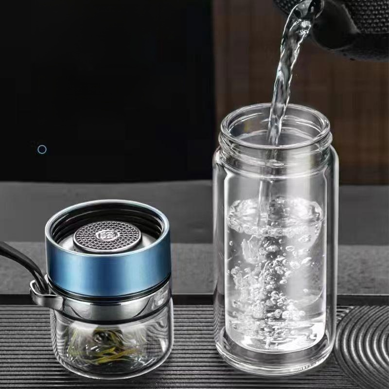 Tea and water separation glass teacup