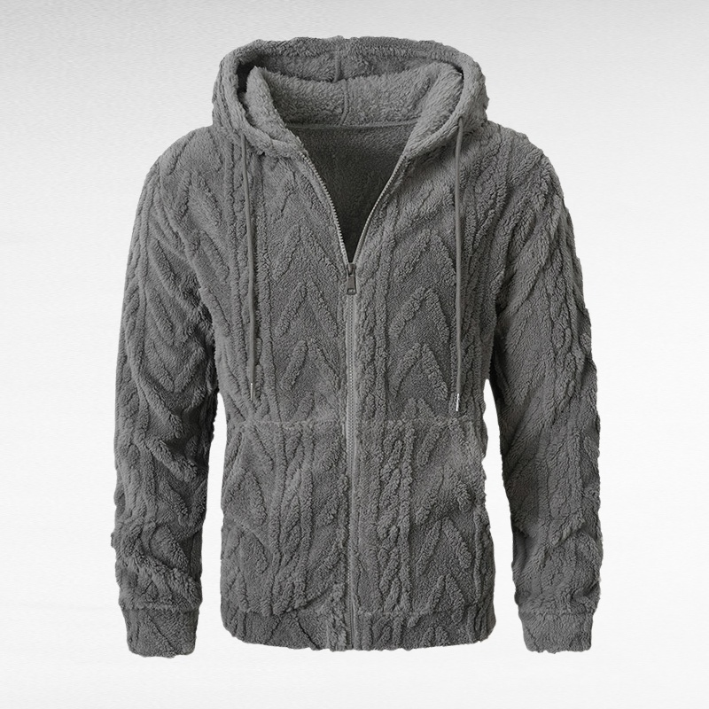 Männer Kapuzenjacke mit Fell, modischer Freizeit-Zip-Hoodie für Herbst und Winter