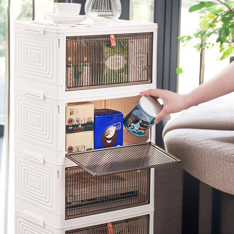 가정용 접이식 수납함 레이어드 투명 의류 정리함 사물함 장난감 수납함